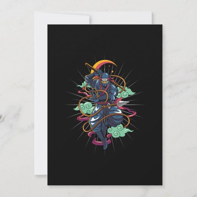 Ninja Manga Anime Japanska Manga Fläkt Gift Inbjudningar (Framsida)