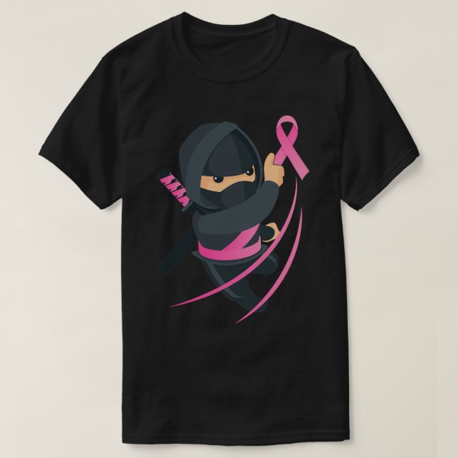 Ninja Martial Arts stöder bröstcancermedvetenhet T Shirt (Design framsida)