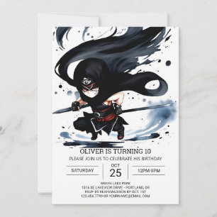 Ninja Martial Arts Whimsical Birthday Inbjudningar