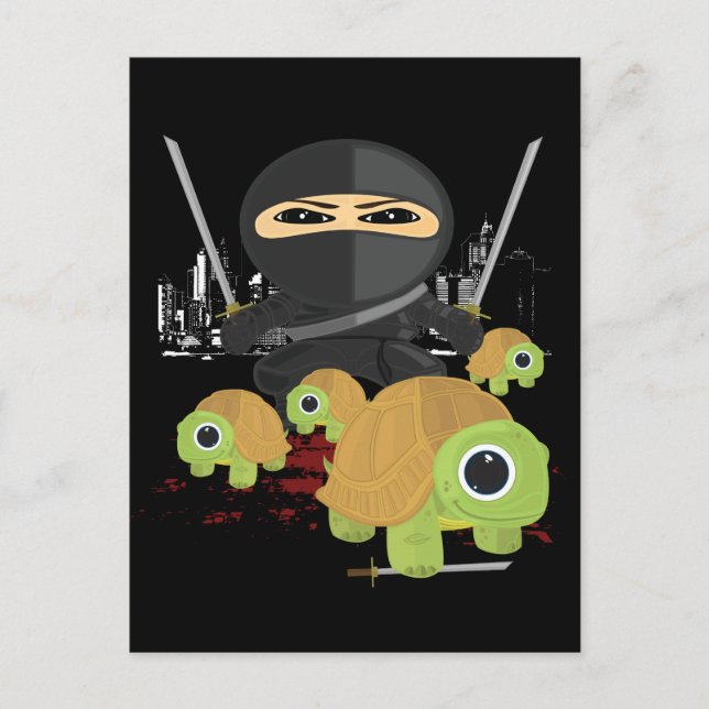Ninja med sköldpaddor vykort (Framsida)
