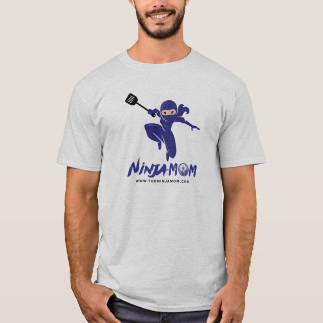 Ninja Mom® rund halsT-tröja - grått T Shirt (Framsida)