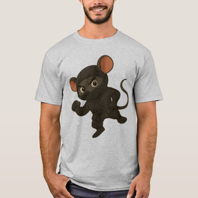 Ninja Mouse T-Shirt | Funny Tecknad Martial Arts D (Framsida)