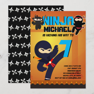 NINJA MOVIE STAR WARRIOR Boys Girls Tecknad Party Inbjudningar
