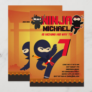 NINJA MOVIE STAR WARRIOR Boys Girls Tecknad Party Inbjudningar