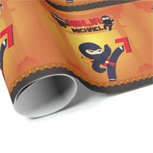 NINJA Movie Star Warrior Kicking it Karate Kids Presentpapper