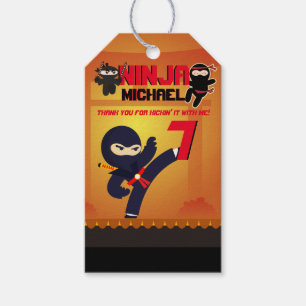 NINJA Movie Star Warrior Kicking it Karate Party Presentetikett