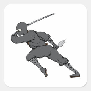 Ninja ~ Ninjas 7 Martial Arts Warrior Fantasy Art Fyrkantigt Klistermärke