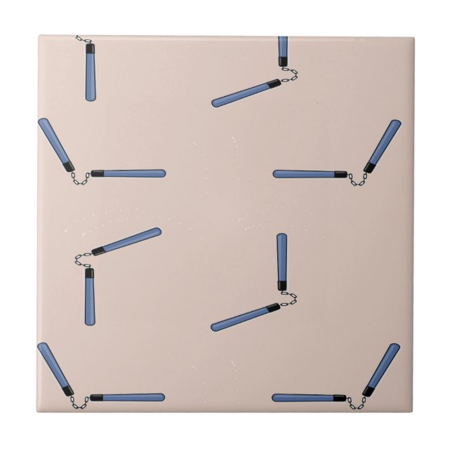 Ninja nunchaku på brunt kakelplatta (Framsidan)