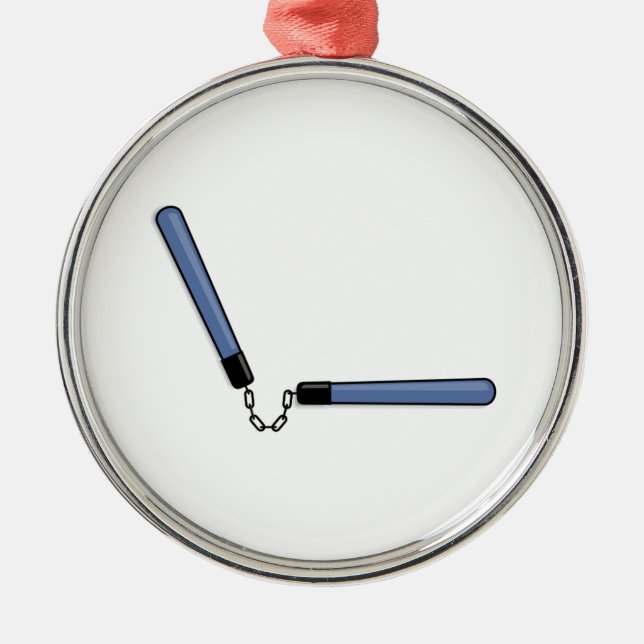 Ninja Nunchucks Julgransprydnad Metall (Framsidan)