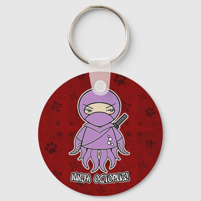 Ninja Octopus! I Red Keychain Nyckelring (Framsida)