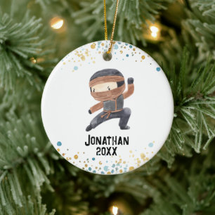 Ninja Ornament, Cute Karate Kids jul Julgransprydnad Keramik