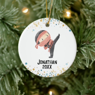Ninja Ornament, Cute Karate Kids jul Julgransprydnad Keramik