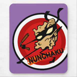 NINJA-OST MED NUNCHUCKS LODRÄT MOUSE PAD MUSMATTA