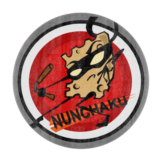 NINJA-OST MED NUNCHUCKS ROUND CUTTING BOARD (Framsidan)