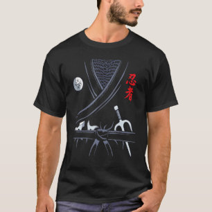 Ninja Outfit Ninjutsu Japanska Kanji Halloween Cos T Shirt