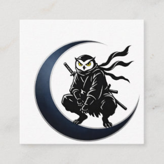 Ninja Owl Crescent Moon Minimalist Business Card Fyrkantigt Visitkort