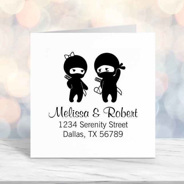 Ninja Pair, en pojke och en flicka Adress Självfärgande Stämpel (Skapare uppladdad)