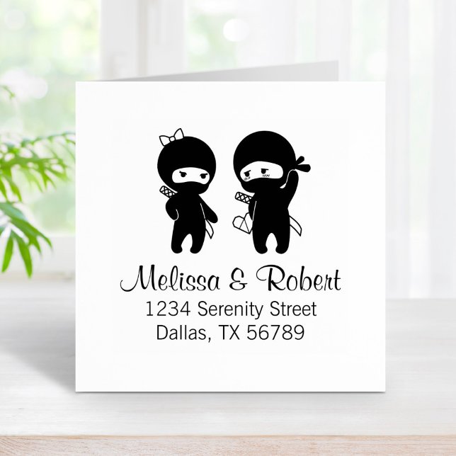 Ninja Pair, en pojke och en flicka Adress Stämpel (Skapare uppladdad)