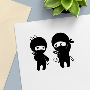 Ninja Par, en pojke och en flicka Självfärgande Stämpel