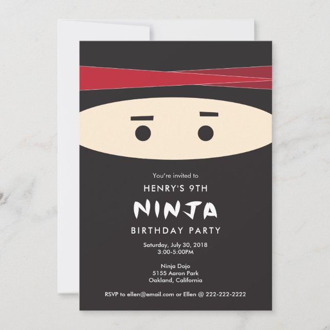 Ninja-partiinbjudan Inbjudningar (Framsida)