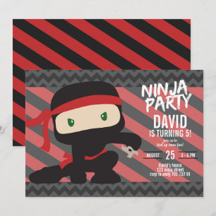 Ninja Party Pojkdag Karate Inbjudningar