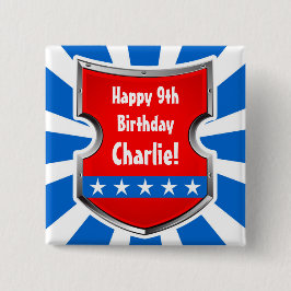 Ninja Patriotic Warrior Boys Barns födelsedag Part Knapp