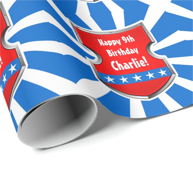 Ninja Patriotic Warrior Boys Barns födelsedag Part Presentpapper (Rullad Hörn)