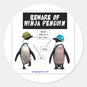 Ninja penguin runt klistermärke
