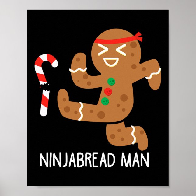 Ninja Pepparkaksgubbe Karate Martial Arts Black St Poster (Framsidan)