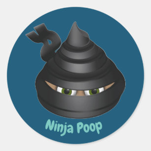 Ninja Poop Emoji Runt Klistermärke