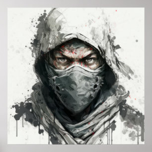 Ninja Porträtt Warrior Painting Historic Äventyr Poster