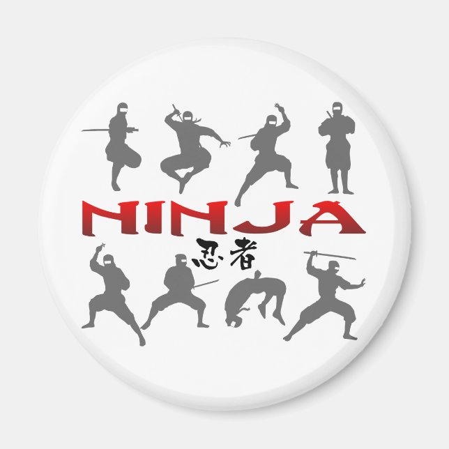 Ninja Pose Silhouette Magnet (Framsidan)