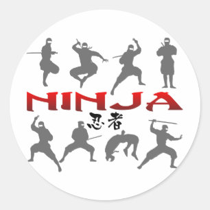 Ninja Pose Silhouette Runt Klistermärke