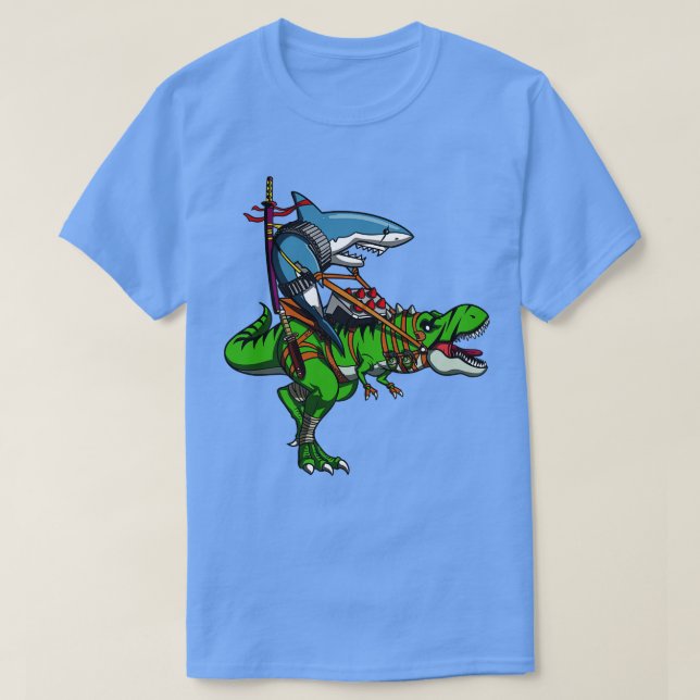 Ninja Riding TRex Dinosaur T Shirt (Design framsida)