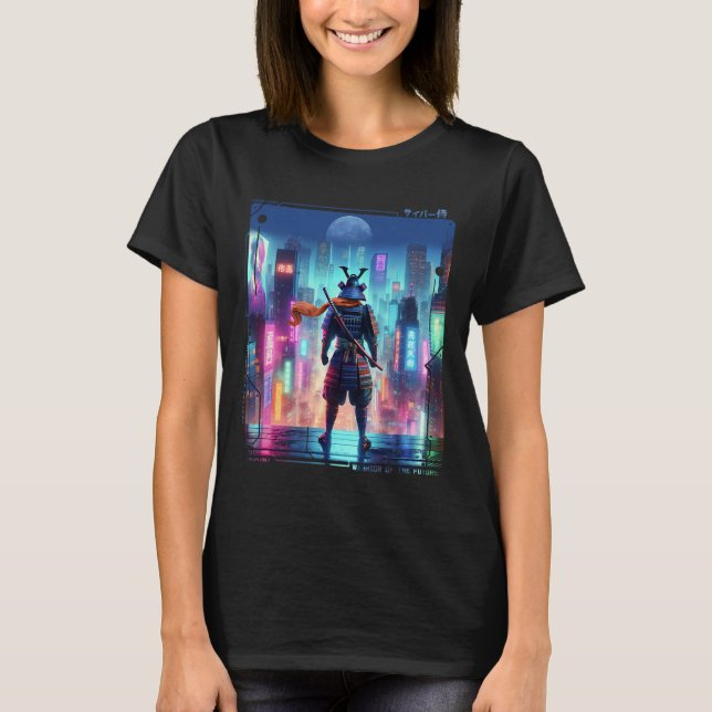 Ninja Samurai Electric Pole på japanska Retro Cybe T Shirt (Framsida)