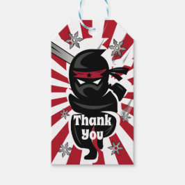 Ninja Samurai Tack-Födelsedagsfest - favorittaggar Presentetikett