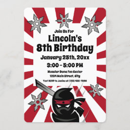 Ninja Samurai Warrior Barns födelsedag Party Inbju Inbjudningar