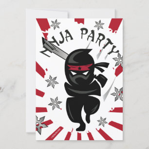 Ninja Samurai Warrior Barns födelsedag Party Inbju Inbjudningar