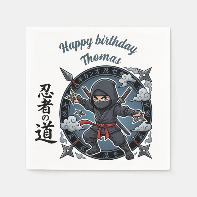 Ninja Shinobi Assassin Anime Chibi Gamer Birthday  Pappersservett (Framsidan)