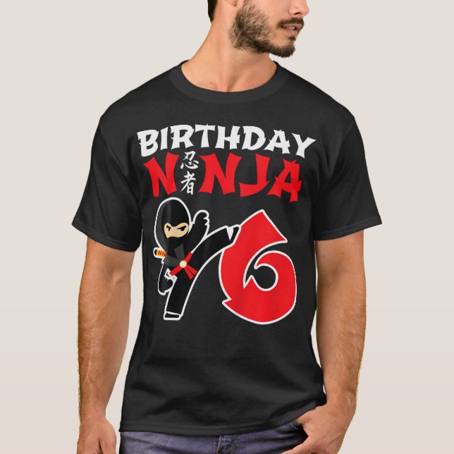 Ninja Shirt - 6 år gammal Ninja Birthday P T Shirt (Framsida)