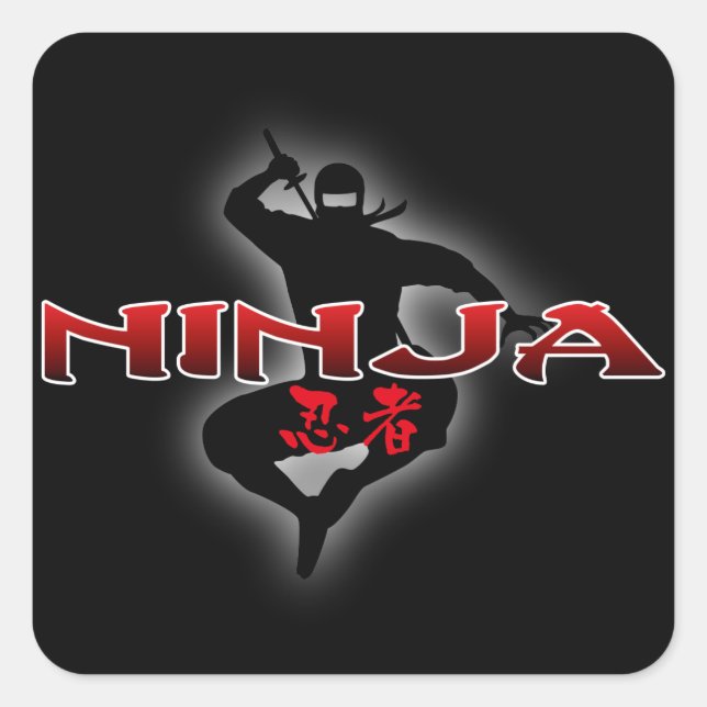 Ninja Silhouette Fyrkantigt Klistermärke (Framsida)