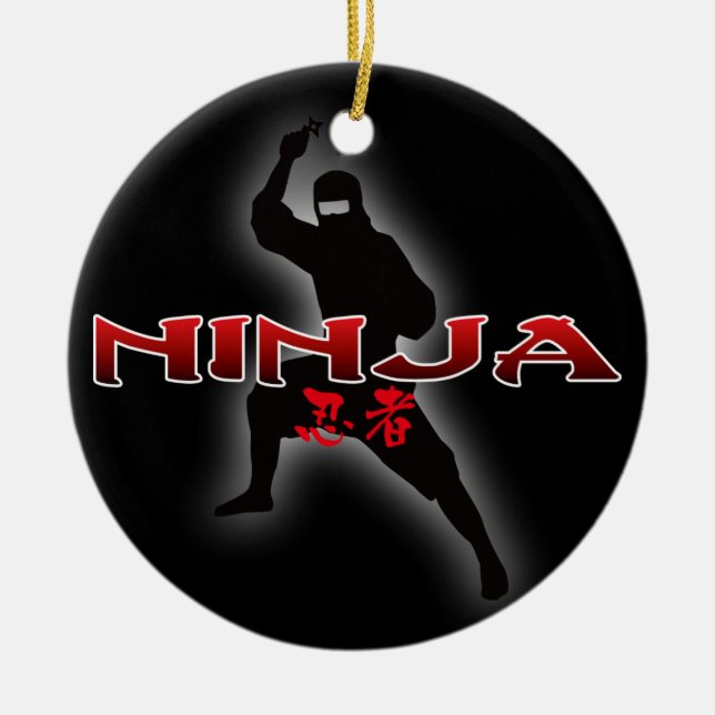 Ninja Silhouette Julgransprydnad Keramik (Framsidan)