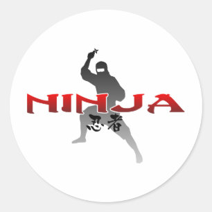 Ninja Silhouette Runt Klistermärke