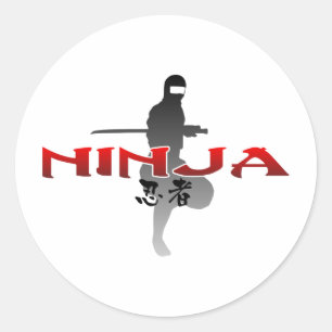 Ninja Silhouette Runt Klistermärke