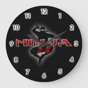 Ninja Silhouette Stor Klocka