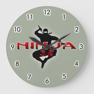 Ninja Silhouette Stor Klocka