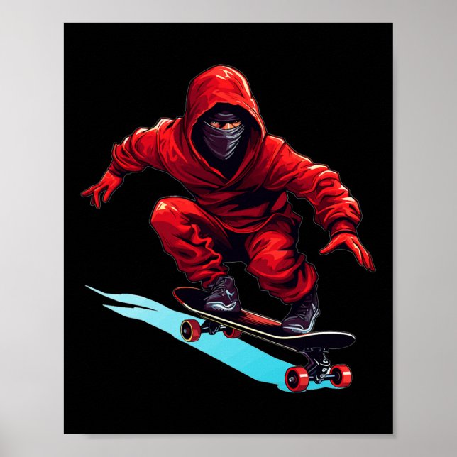 Ninja Skater - Skateboard Skateboarder Skateboardi Poster (Framsidan)