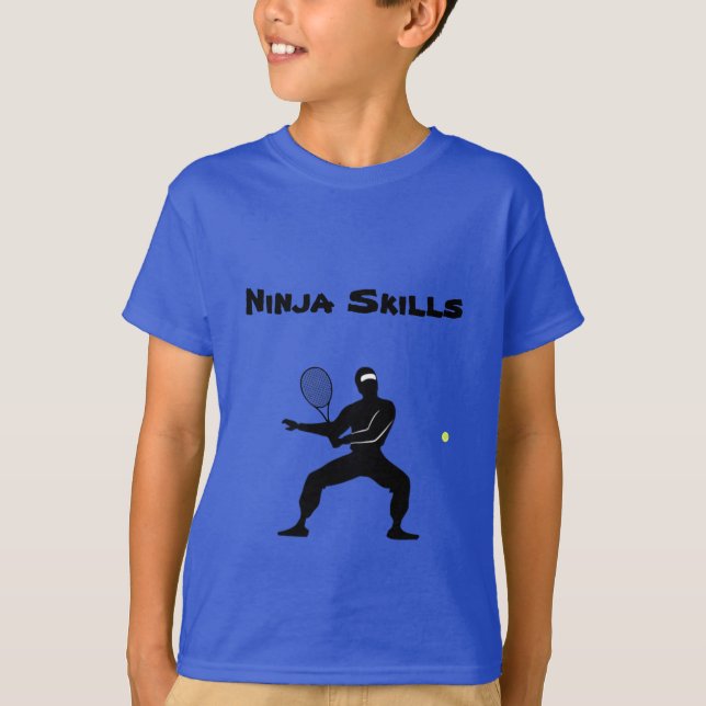 Ninja Skills Tennis Player Kids T Shirt (Framsida)