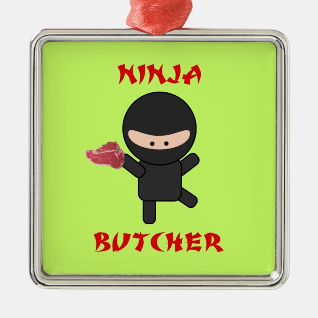 Ninja slaktare med kött julgransprydnad metall (Framsidan)