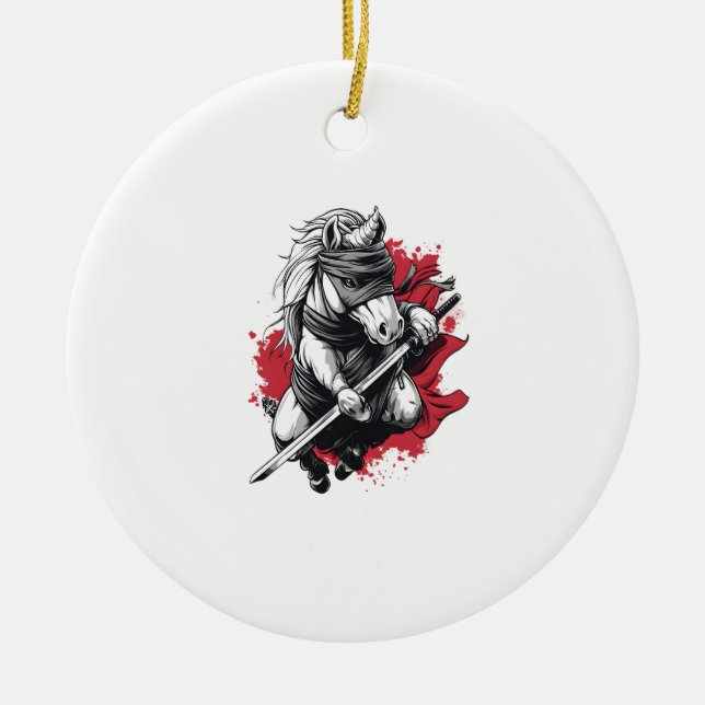 Ninja Smög Enhörning (1) Julgransprydnad Keramik (Framsidan)